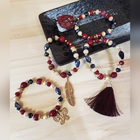 Agate Gold Plated Beaded Artesanal Stretchable Bracelets 4 Different Colors! - Picture 3 of 8